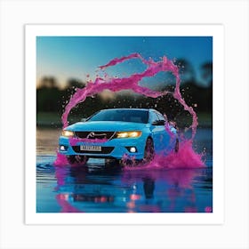 Car Splashing In Water 2 Art Print