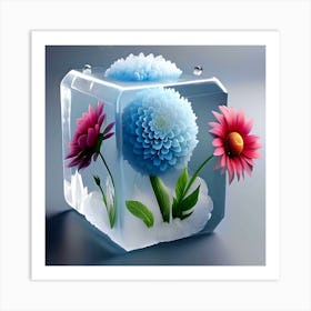 Flowers In Ice Cube 5 Art Print