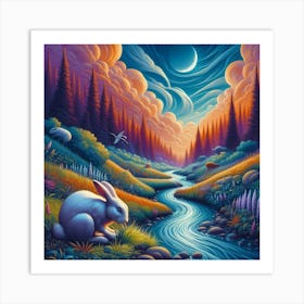 Rabbit In The Forest 3 Art Print