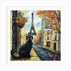 Black Cat In Paris 12 Art Print