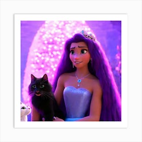 The sad princess with long hair Art Print