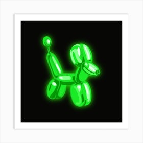 Green Neon Balloon Dog Square Wall Art Art Print