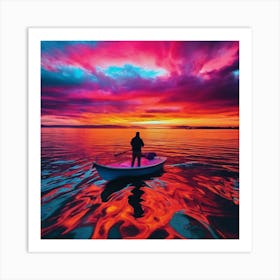 Sunset In A Boat Art Print