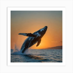 Humpback Whale Leaping Out Of The Water Art Print