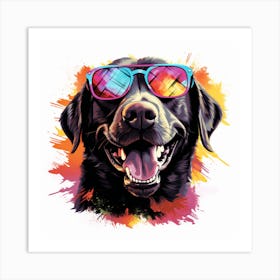 Black Labrador Dog With Sunglasses Art Print