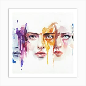 Watercolor Of Women'S Faces Art Print