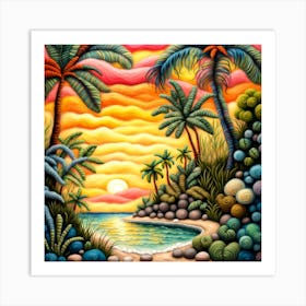 Sunset At The Beach Art Print