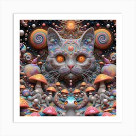 Psychedelic Cat 2 Art Print