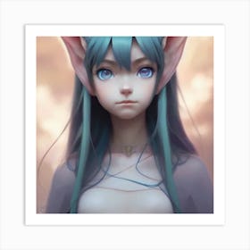 Elven Girl Hyper-Realistic Anime Portraits Art Print