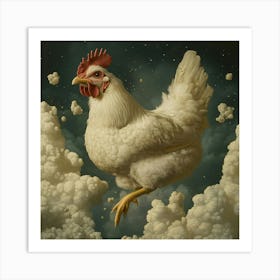 Rooster In The Clouds Art Print