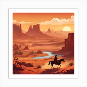 Cowboy inThe Desert Art Print