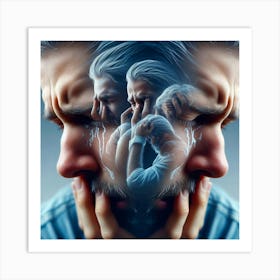 Man With Pain And Sadness Art Print