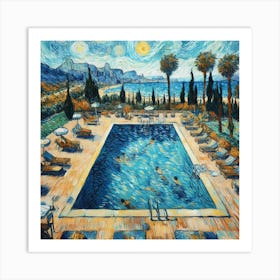 Starry Night At The Pool Art Print