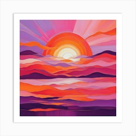 Sunset Over The Ocean 19 Art Print