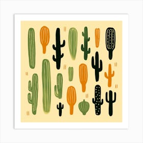 Rizwanakhan Simple Abstract Cactus Non Uniform Shapes Petrol 63 Art Print