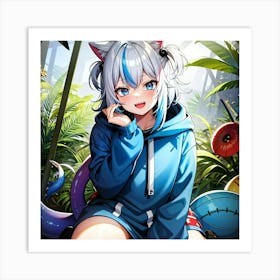 Anime Girl In The Forest 2 Art Print