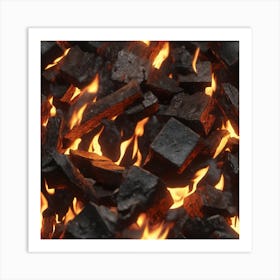 Black Coal Burning Art Print