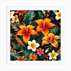 Tropical Floral Seamless Pattern Art Print