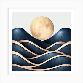 Moon And Waves 62 Art Print