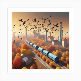 Train In Autumn Art Print