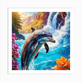 Dolphin In The Water 3 Art Print