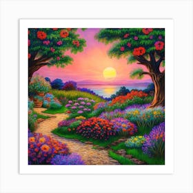 Sunset Garden Art Print