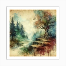 Watercolor Of A Tree Art Print