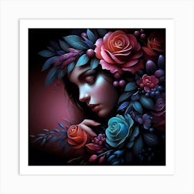 Girl With Roses 1 Art Print