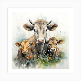 Infinite Love Illustration Of The Maternal Devotion Of A Beautiful Cow Art Print