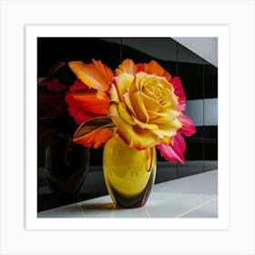 Yellow Rose In A Vase Art Print