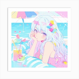 Girl At The Beach Art Print