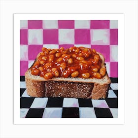Beans On Toast Pastel Checkerboard 1 Art Print