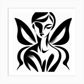 Abstract Female with Butterfly Wings 1 Art Print