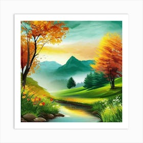 Autumn Landscape Painting 8 Art Print