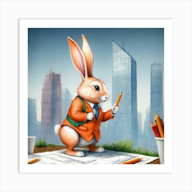 Rabbit With Pencil 1 Art Print