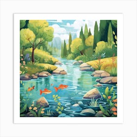 River In The Forest Art Print