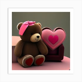 Teddy Bear With Heart Art Print