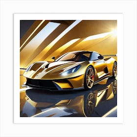 Golden Sports Car 13 Art Print