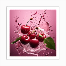 Cherries In Water Art Print