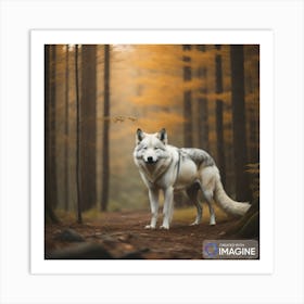 white wolf in the forest Art Print