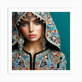 Beautiful Muslim Woman In A Shawl Art Print