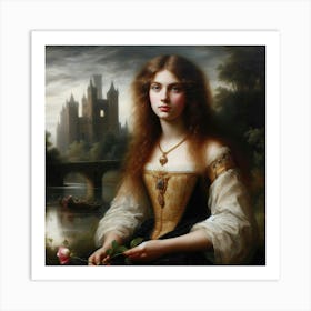 Girl With A Rose14 Art Print