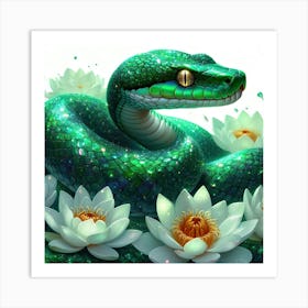 Snake On Water Art Print