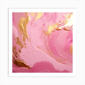 Abstract Pink And Gold Painting Art Print