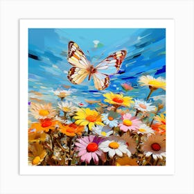 Butterfly On A Flower 2 Art Print