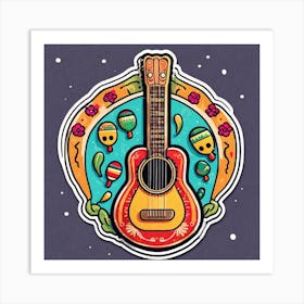 Mexican Guitar And Maracas Sticker 2d Cute Fantasy Dreamy Vector Illustration 2d Flat Centere (37) Art Print