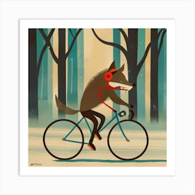 Wolf On A Bike 1 Art Print