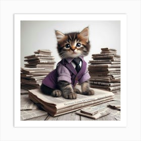 Kitten In Business Suit Art Print