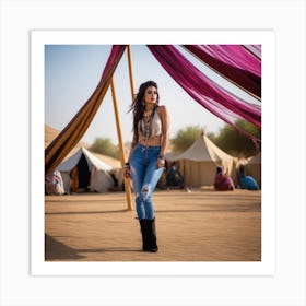 Girl In The Desert Art Print