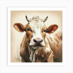 Cow With Horns 1 Art Print